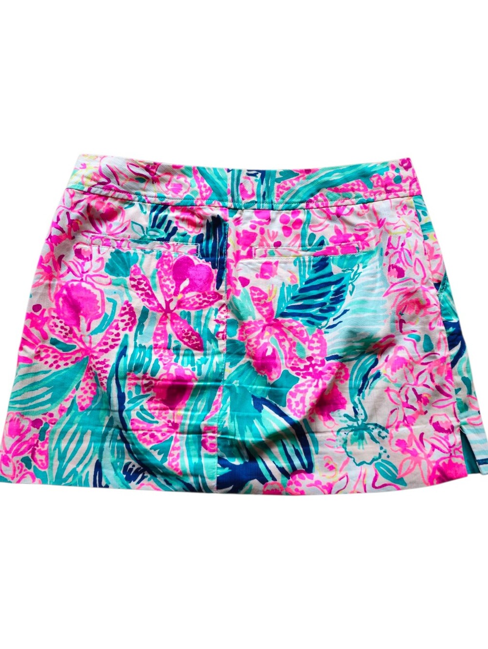 Lilly Pulitzer Multicolor Floral Print Mini Skirt in Pink & Teal A Line Nicki 6